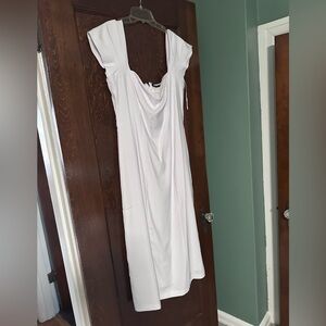 Abercrombie & Fitch White Off the Shoulder Midi Dress - XL - worn once
